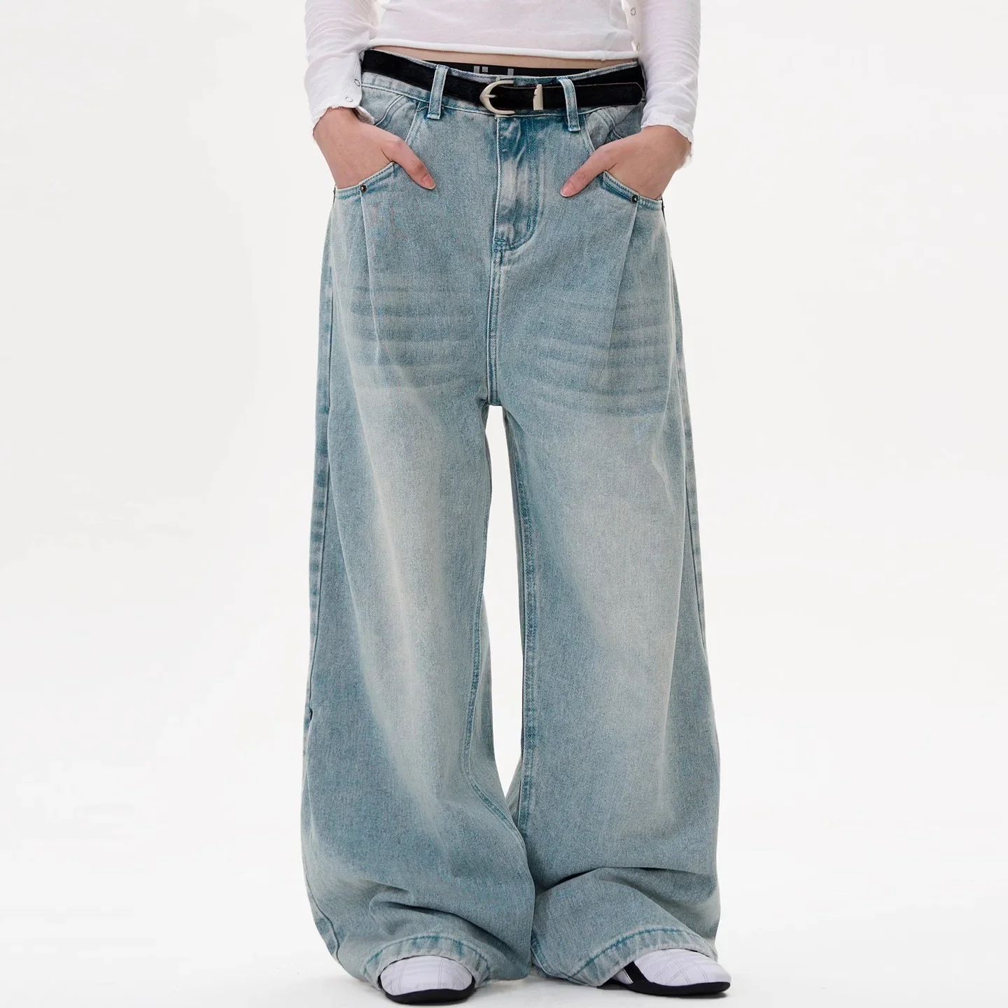 Artistic Trend Jeans Spring and Autumn Straight All-match Unisex Loose Casual New Style Japanese Style Elegant