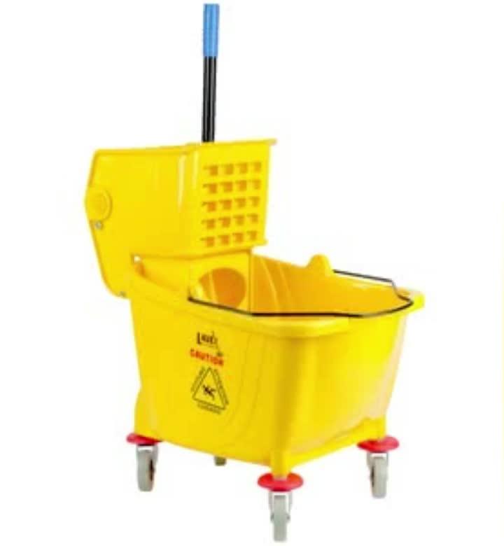 Deluxe Yellow Mop Bucket & Side Press Wringer Combo With Wheel Buy
