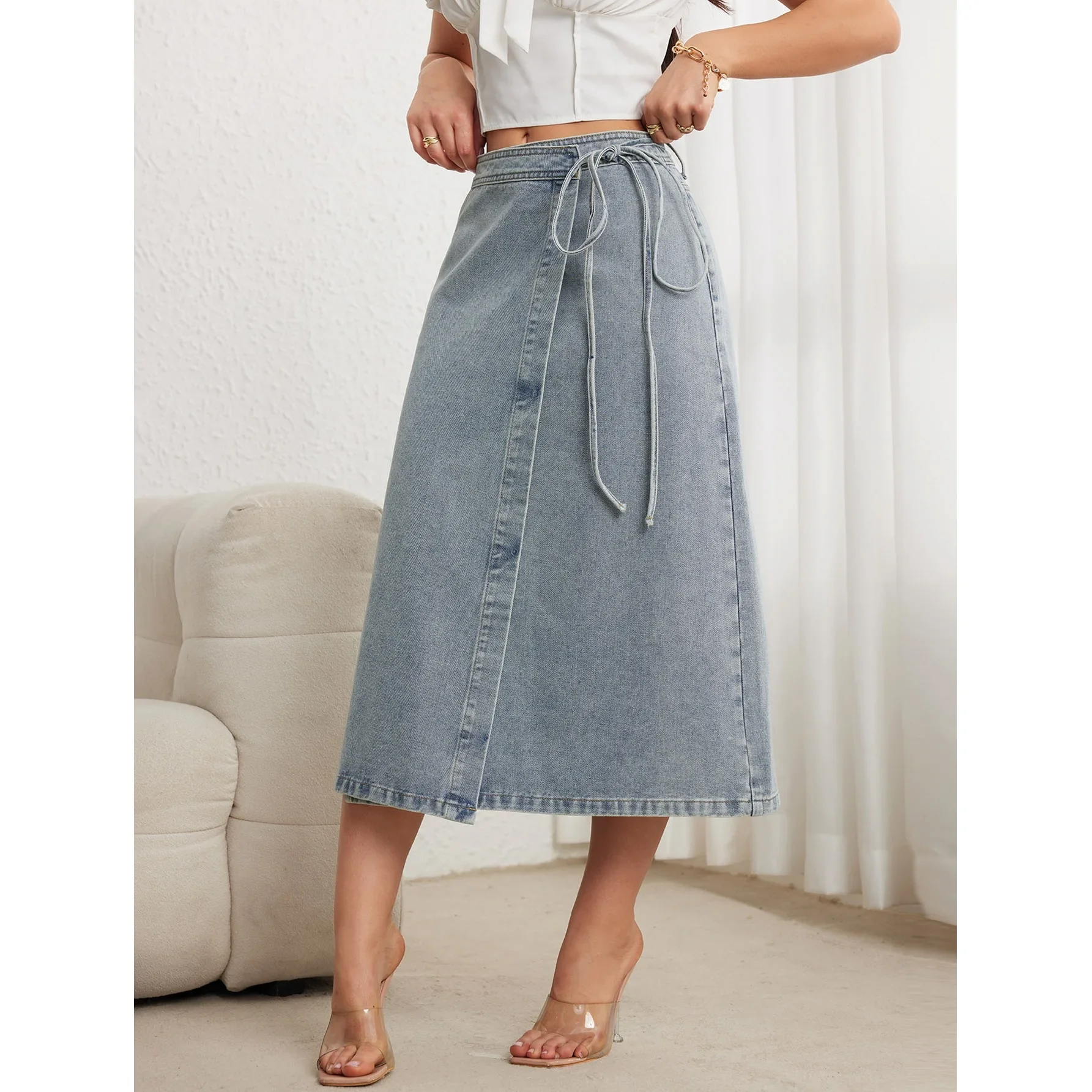 retro elegant denim skirt