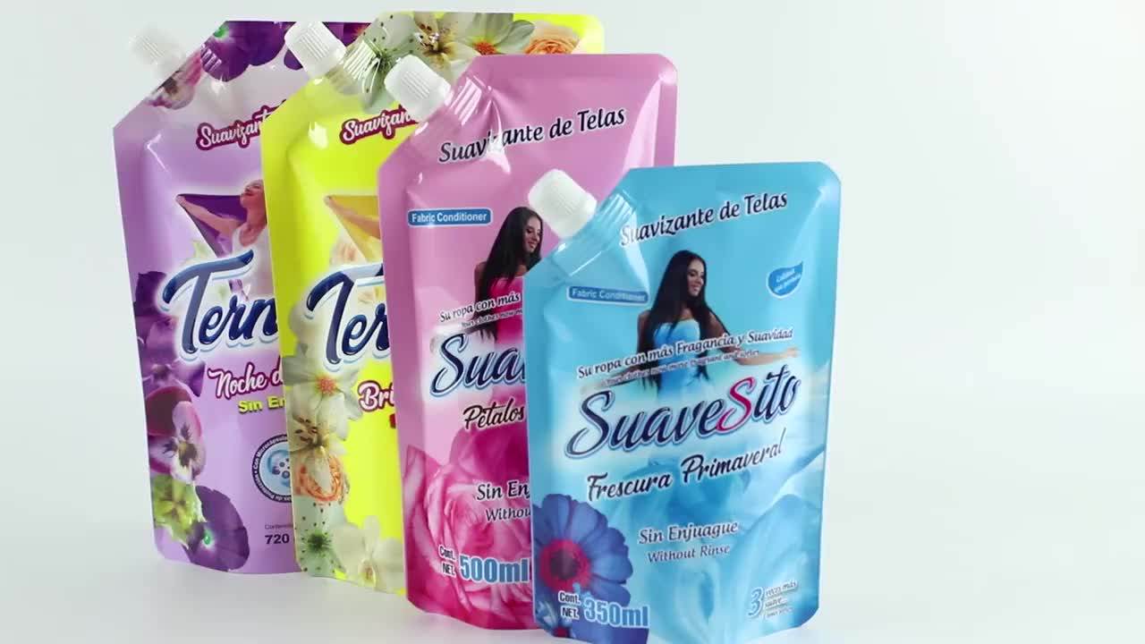 Biodegradable Custom Printed Liquid Laundry Detergent Spout Pouches Plastic Stand Up Pouch Bags