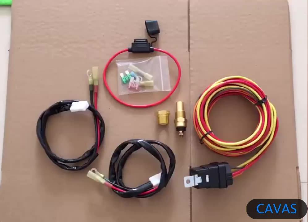 Electric Fan Custom Car Relay Wiring Harness Thermostat Dual Sensor Kit