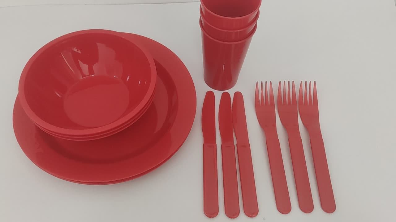 Plastic Picnic Set Suite Plastic Cutlery Plate Bowl Cup Knife Fork