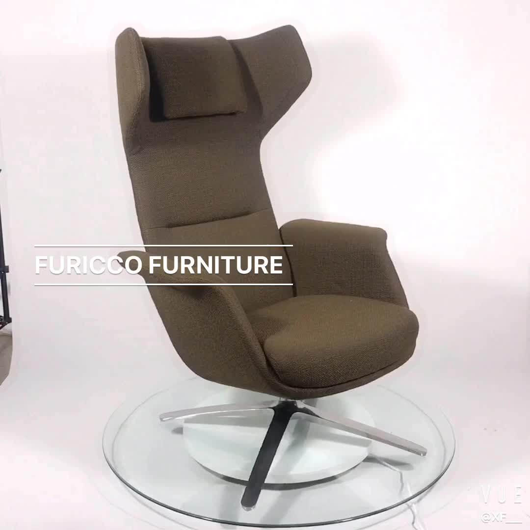 Modern Living Room Egg Swivel High Back Velvet Fabric Lounge Leisure Chairs And Ottoman For