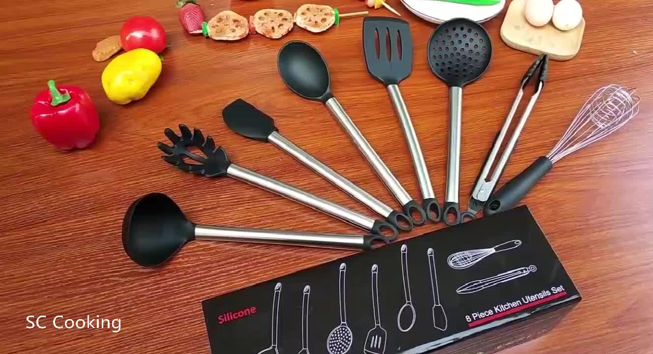 8 Pieces Bpa Free Silicone Kitchen Utensils Cooking Accessories Tools