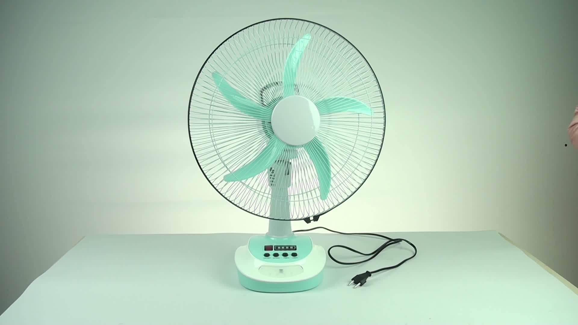 Light Rechargeable Solar Battery Operated Rechargeable Fan 14 Inch