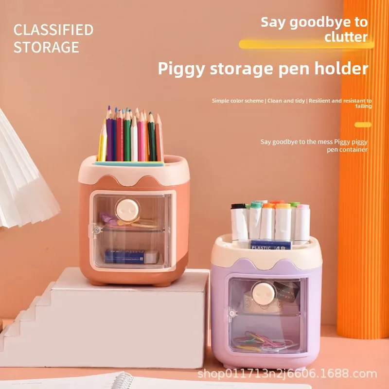 Pens holder for elementary school students, children's table storage system for men and women, cute pencil