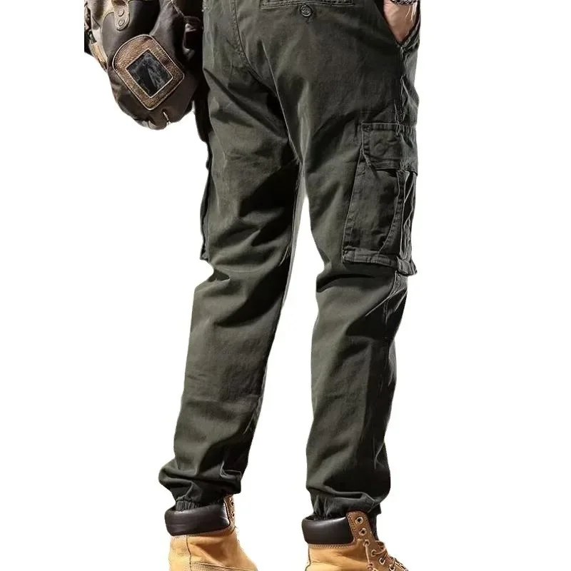 American Retro Tapered Work Pants for Men - Spring and Autumn Trend Brand Slim Straight Leg Pants for Men - Durable Work Long Pants