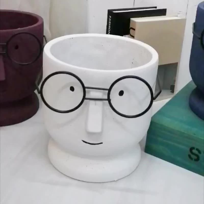 New Design Flower Pot With Human Face With Glasses Gardening Pots For