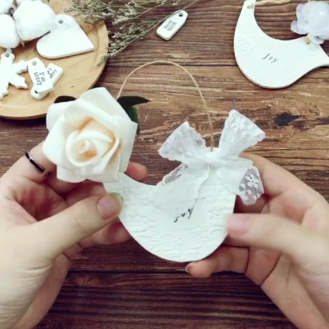 Wholesale Personalised White Ceramic Clay Resin Tags Set Gift Hang Tag