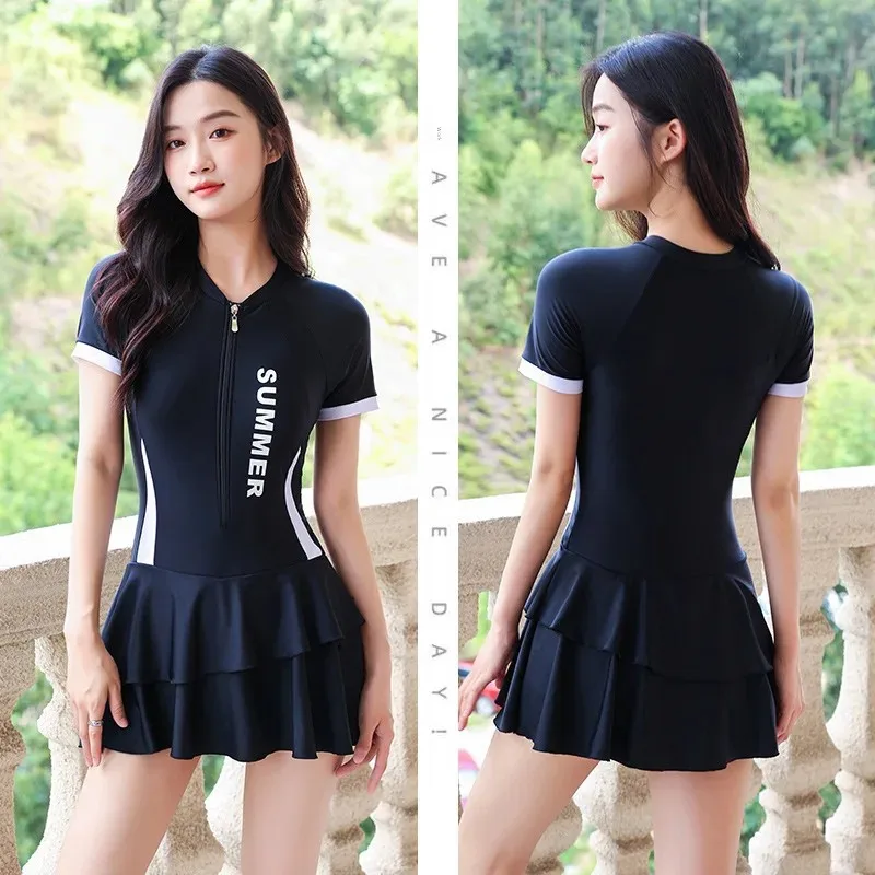 Super fairy ins swimsuit women covering their belly and making them look slimming hot springs and beach professional vacation students one-piece conservative swimsuit