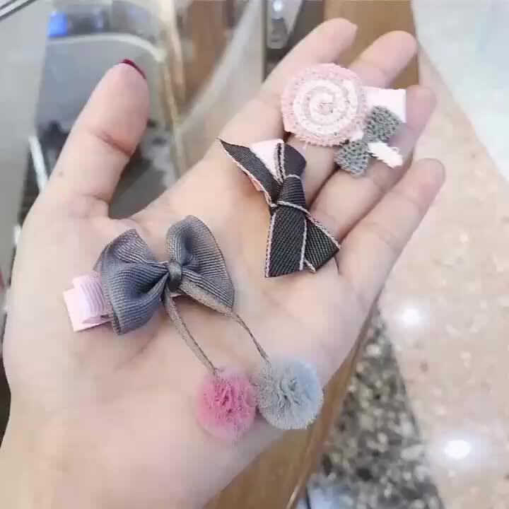 Cute Baby Hair Accessoris 18 Set Of Hair Clips Sweet Color Elastic