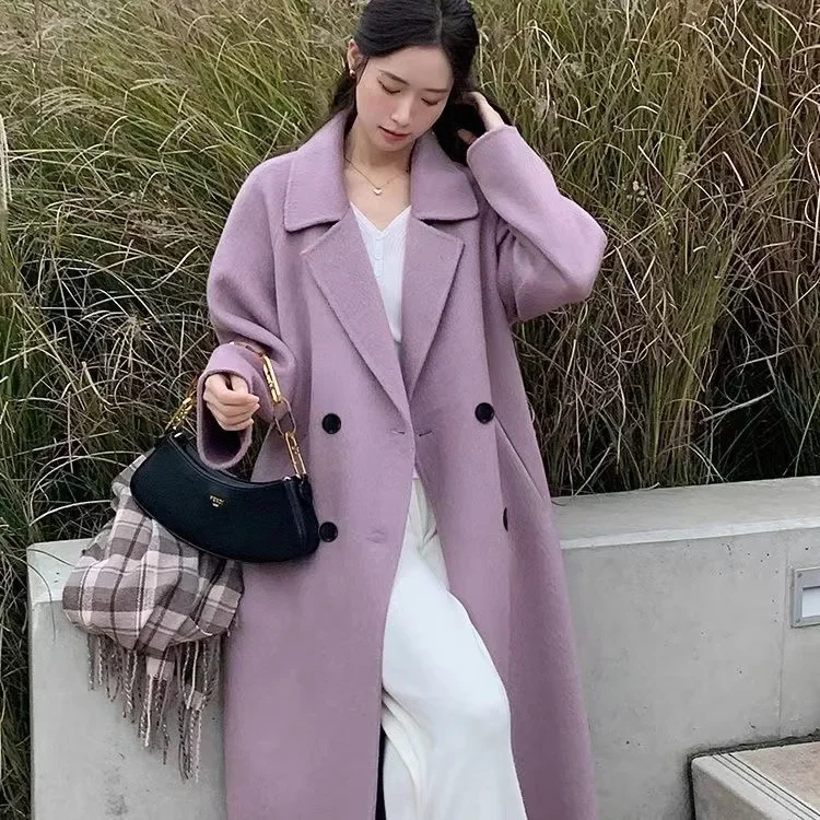 Autumn and Winter Korean Double-sided Fleece Wool Coat Women's 2024 New Fashionable Western Style Loose Mid-length Coat Coat Gown