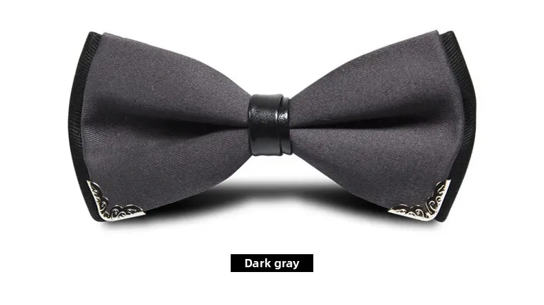 Fashion Men's Cotton Two-color Silver Edge Bow Tie Solid Color Twill Bow Wedding Dinner Palace Style Bow Tie
