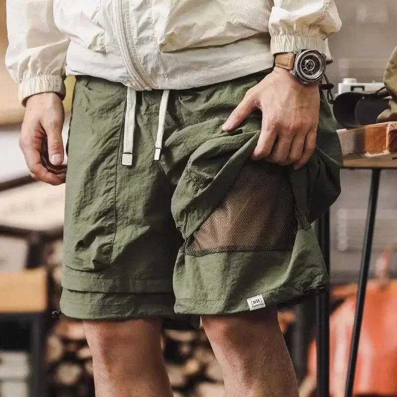 American Style Tooling Shorts Men's Summer Loose plus size Fake Two-Piece Mountain Outdoor Functional Quick-Dry Pants Casual Shorts