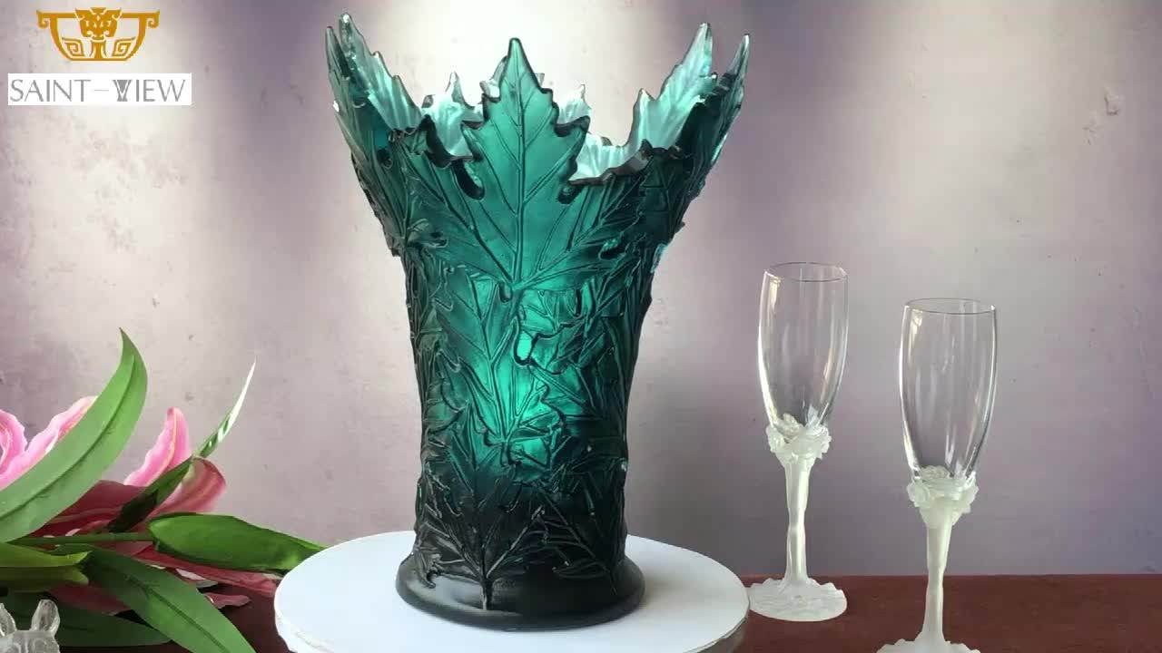 Elysee Crystal French Style Colored Crystal Home Decor Maple Leaf Arabic Dubai Vase Buy Vase