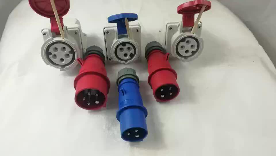 En/iec60309 Old Style Ip67 3p+e+n 63a 5pin Industrial Female Plug Socket And Waterproof Electric