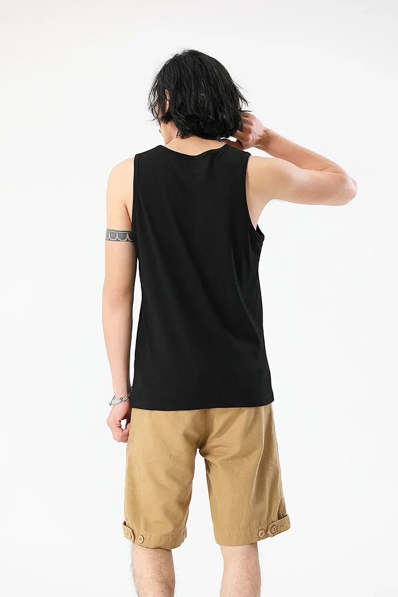 OKONKWO 280g Slim Fit Base Solid Color Threaded Vest Men's Elastic Sleeveless Sport Sweater