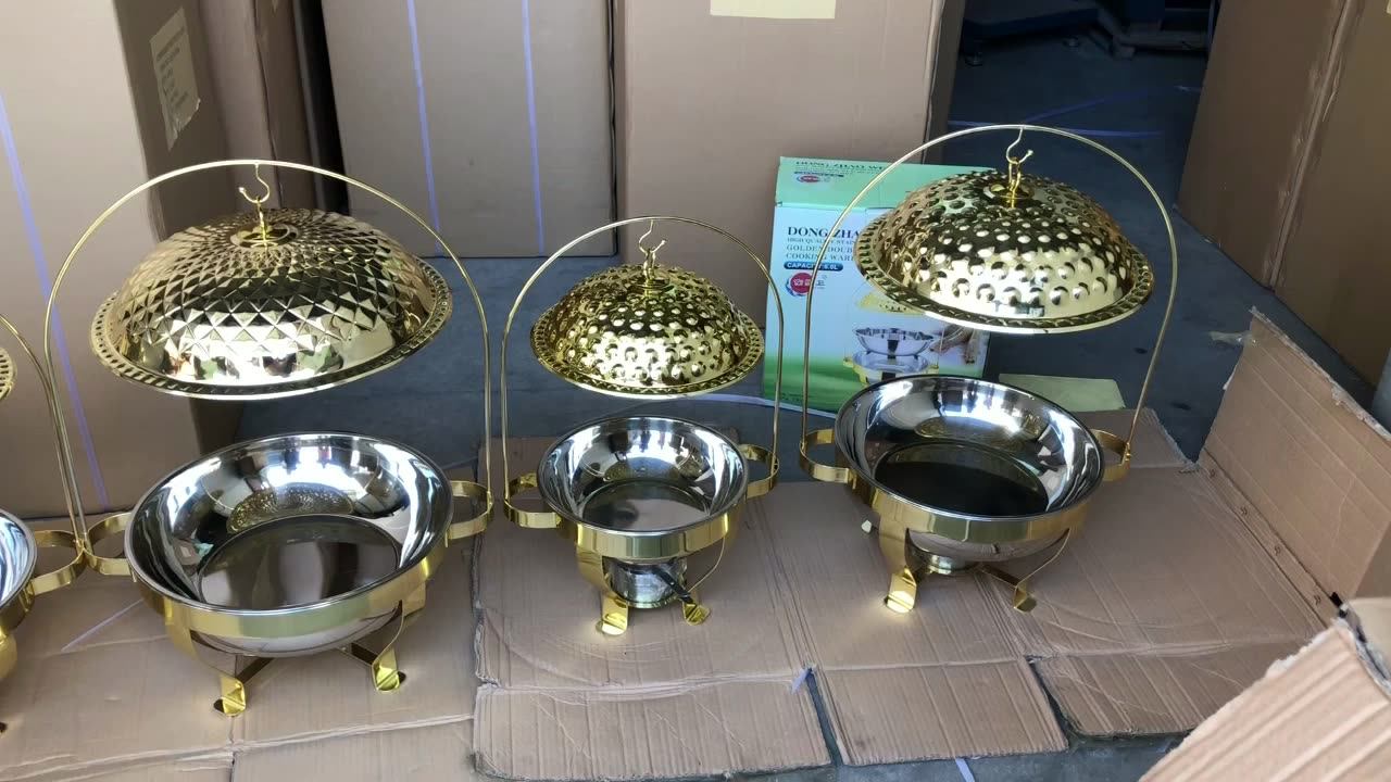 Buffet Food Warmer Indian Style 201 Stainless Steel Golden&sliver Crown