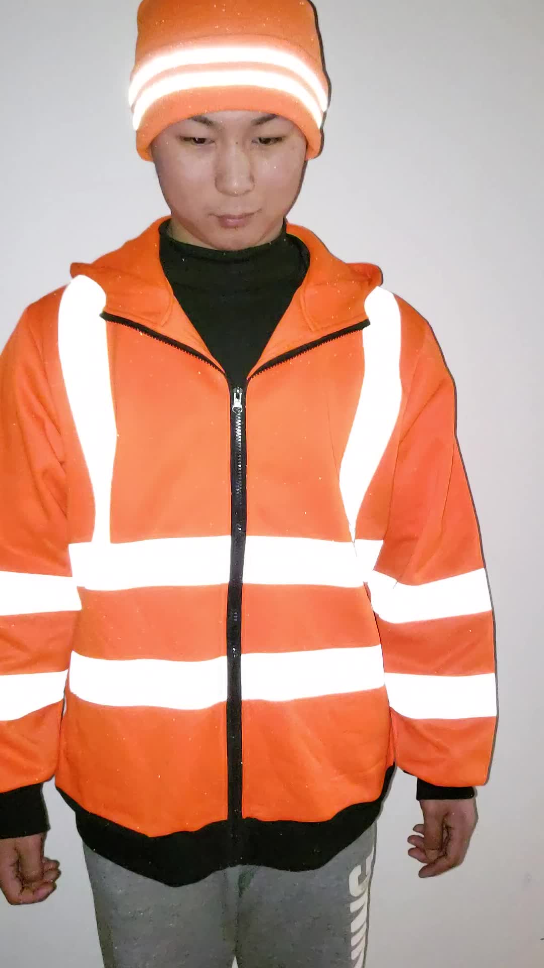 high visibility orange hoodie