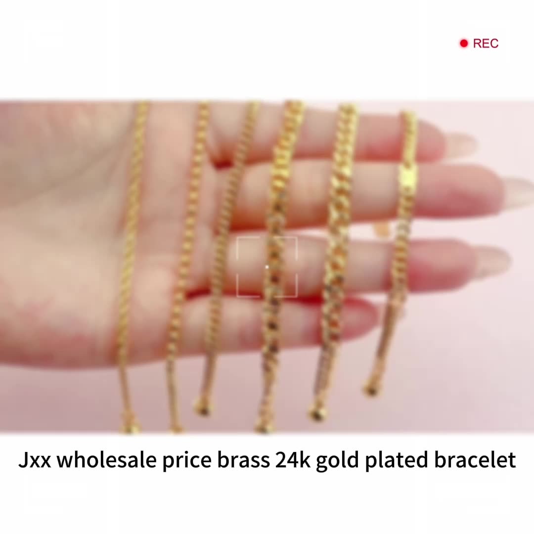JXX Women Bracelet Charm - 24K Gold Plated Cuban Chain