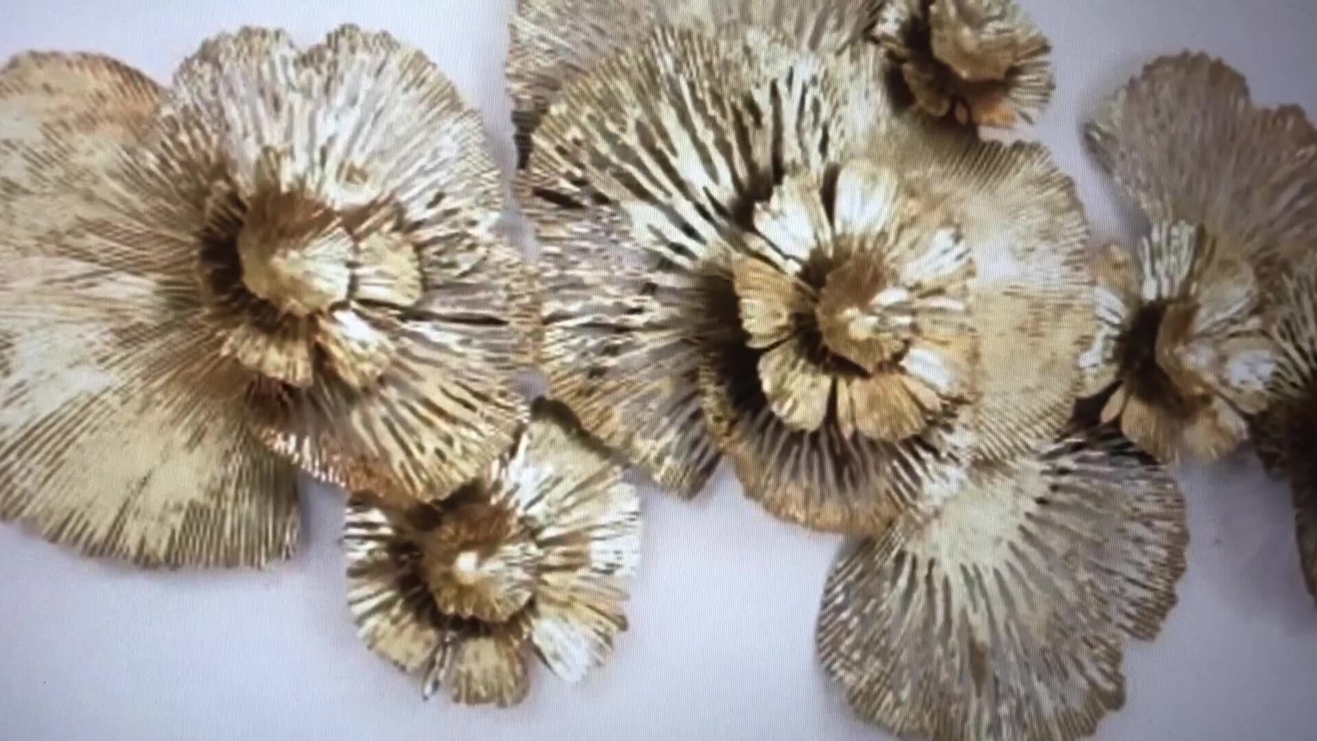 Art Gold Flower Iron Metal Decoration Items Home Decor Wall Hanging