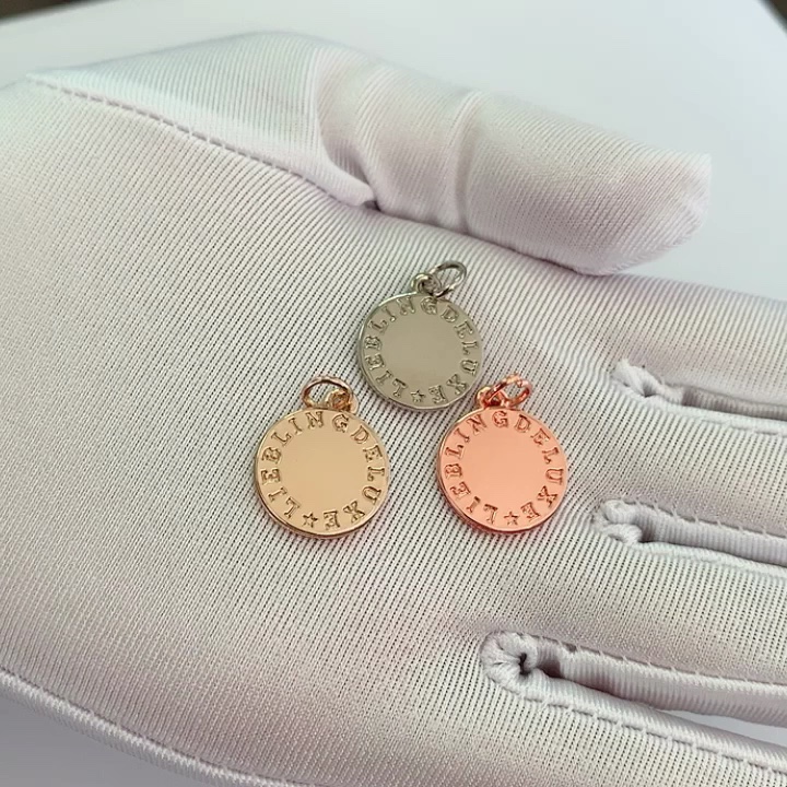 Wholesale Circle Engraved Logo Metal Necklace Pendant Jewelry Hang Tags