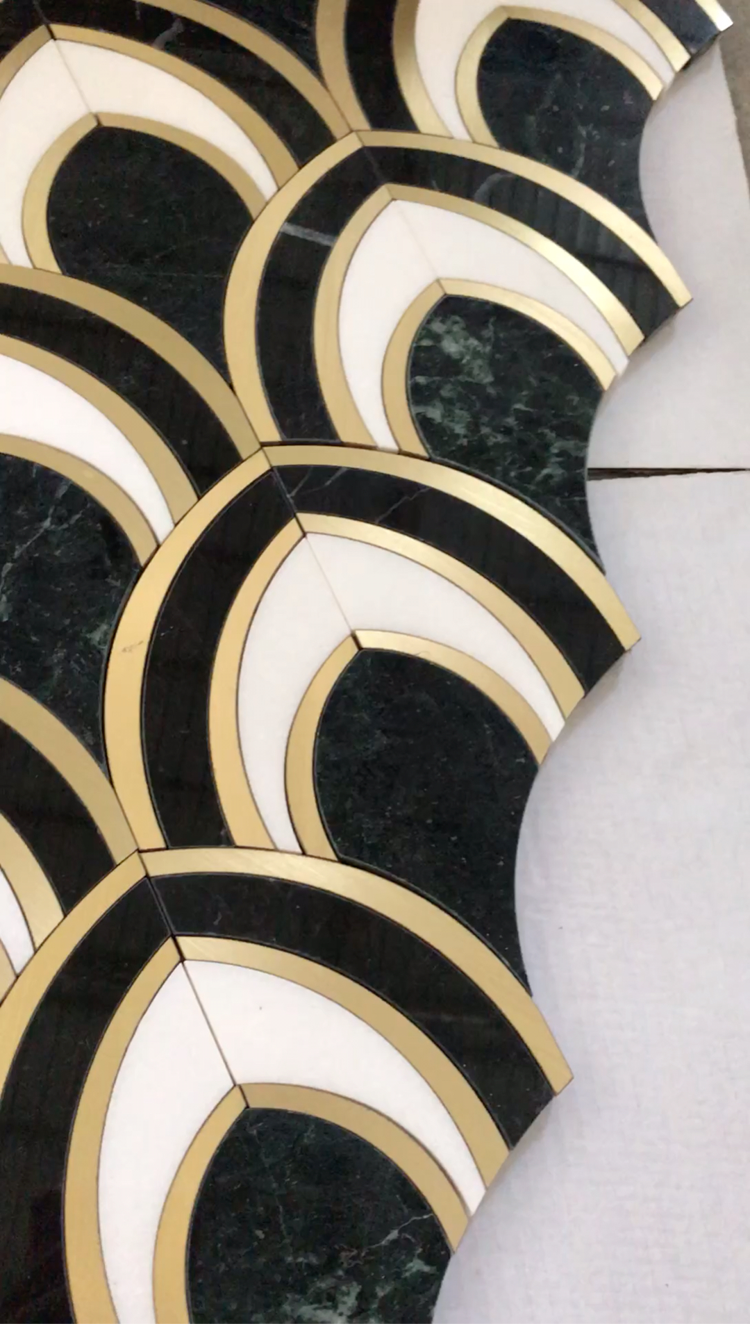 Brass Inlay Waterjet Mosaic Black Marble Flooring Tiles Design Buy