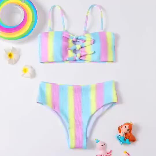 Bikini A La Moda Para De Sexy De Dos Con Rayas De Colores Degradados - Buy Traje De Baño De Las Niñas,Bikini De Baño Trajes De Baño,Dos Piezas