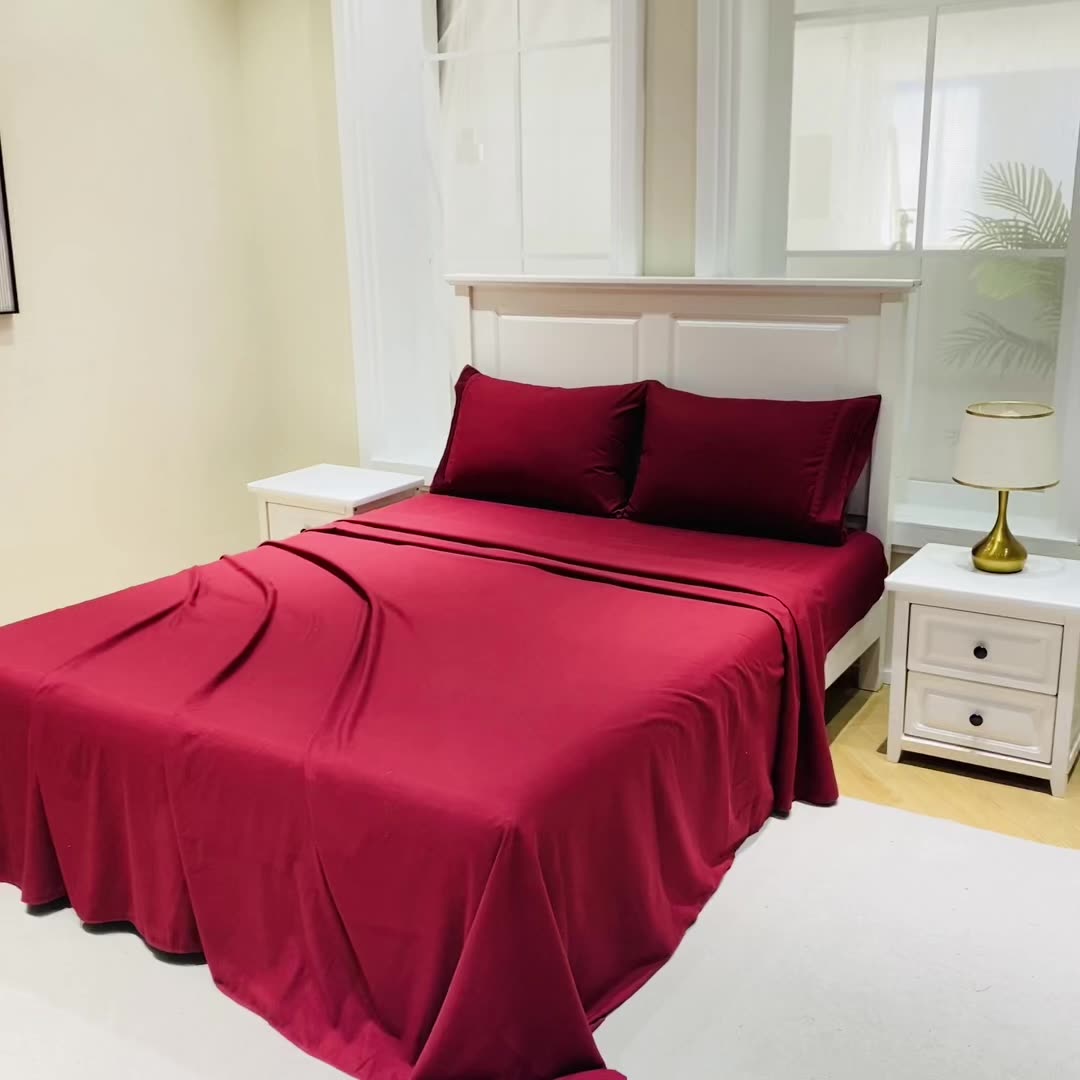 Rts Wholesale Hotel Luxury Solid 4 Pcs Bed Sheets 100 Double Brushed