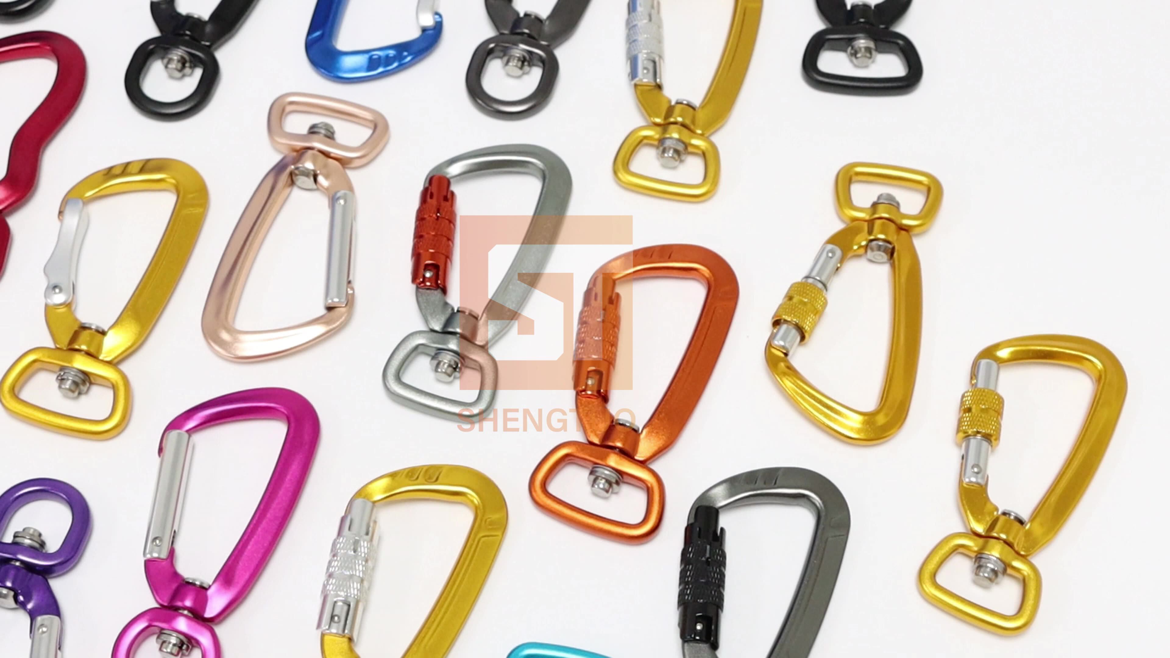 Wholesale Aviation Aluminum Swivel Carabiner For Dog Leash Carabiners Auto Locking 4kn Swivel