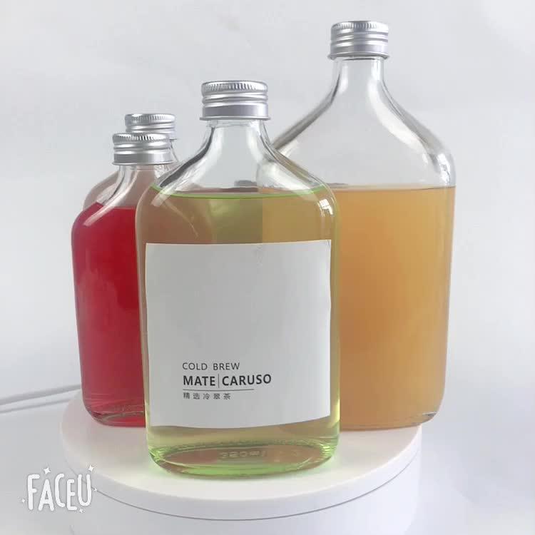 Flat Wine Bottle 50ml 100ml 200ml 250ml 350ml 500ml Glass Beverage