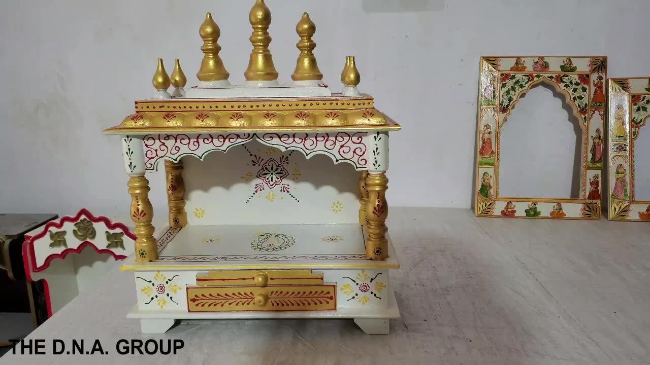 Indian Wooden Temple Jodhpuri Handcrafted Mandir Pooja Ghar Mandapam For Worship Indian