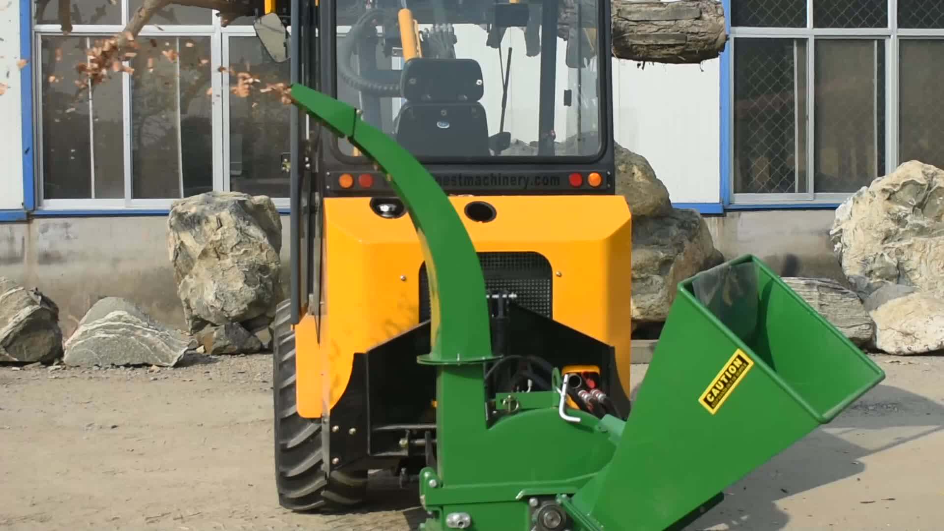 Forestry Rear Hooked Wood Chipper Wheel Loader With Front Log Grapple