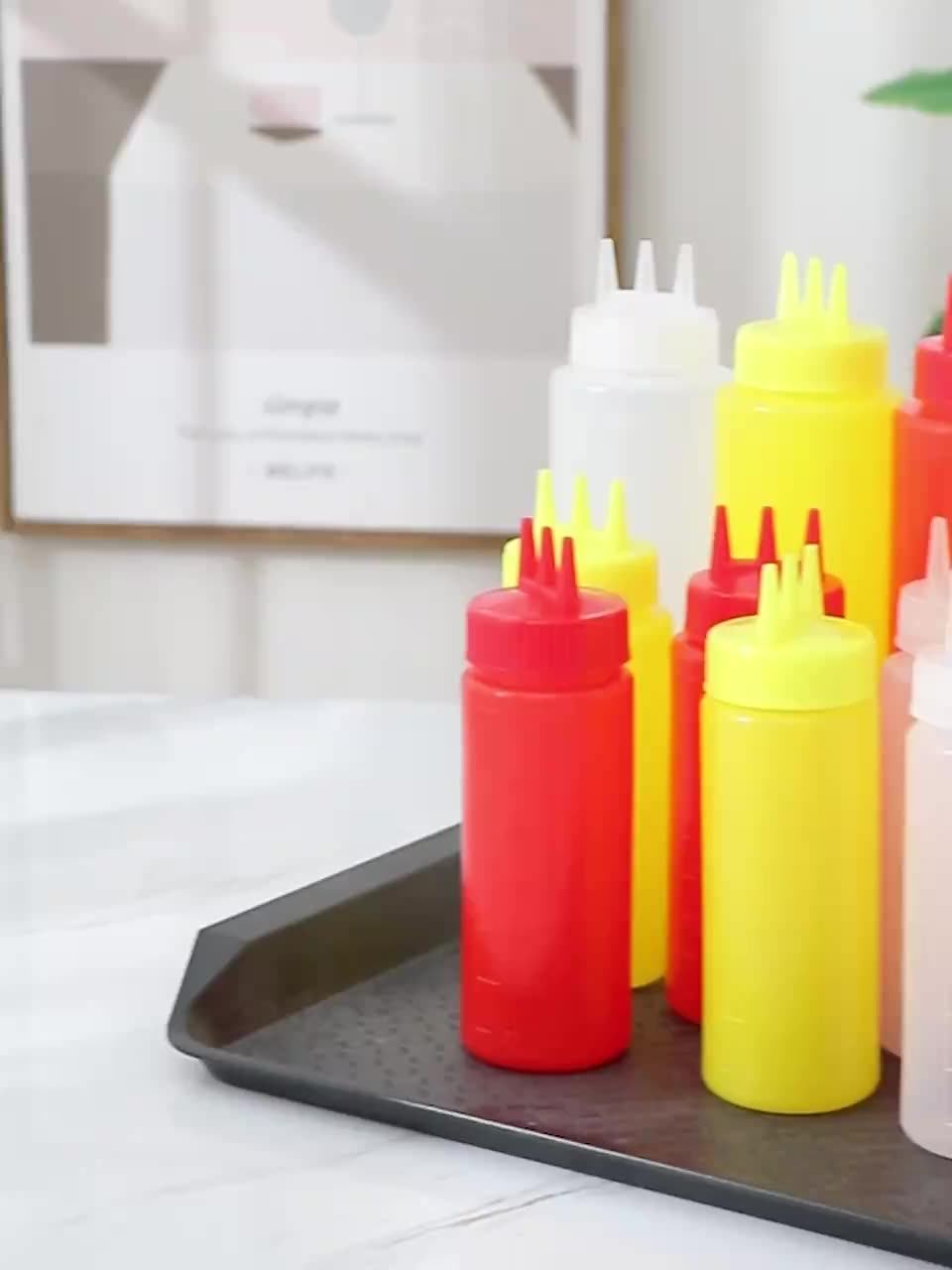 Botella exprimible de PE, dispensador de condimentos de tres agujeros,  salsa, vinagre, salsa, salsas de vinagrera, contenedor, salsa de tomate,  botella de mostaza - AliExpress, image size:960x1280