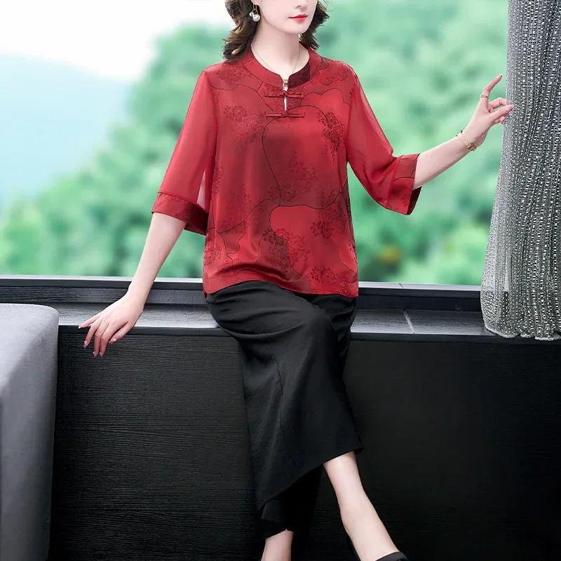 Heavy silk plus size 2023 Summer new loose slimming suit women