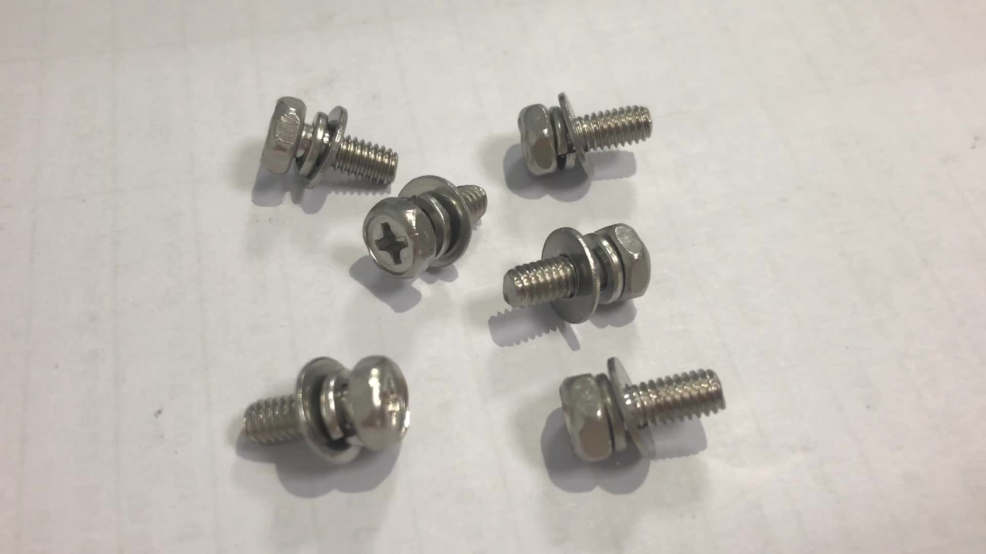Gb 9074 A4 Cross Recessed Hex Bolt With Plat Washer And Spring Washer