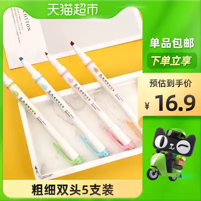 Chenguang excellent product light color system double-head fluorescent pen five-color cute marker pen College student Mark pen two-color