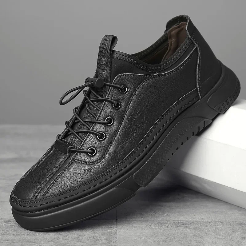 Men's summer shoes for leisure for leather shoes, trend sports fleece sneakers, genuine leather