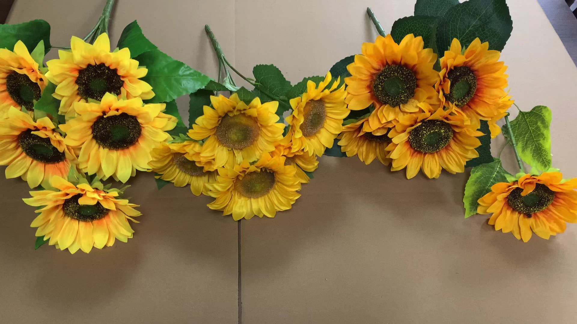 Qslhv155 Wholesale Artificial Sunflowers Silk Sunflower Bouquet Yellow Sunflower Artificial