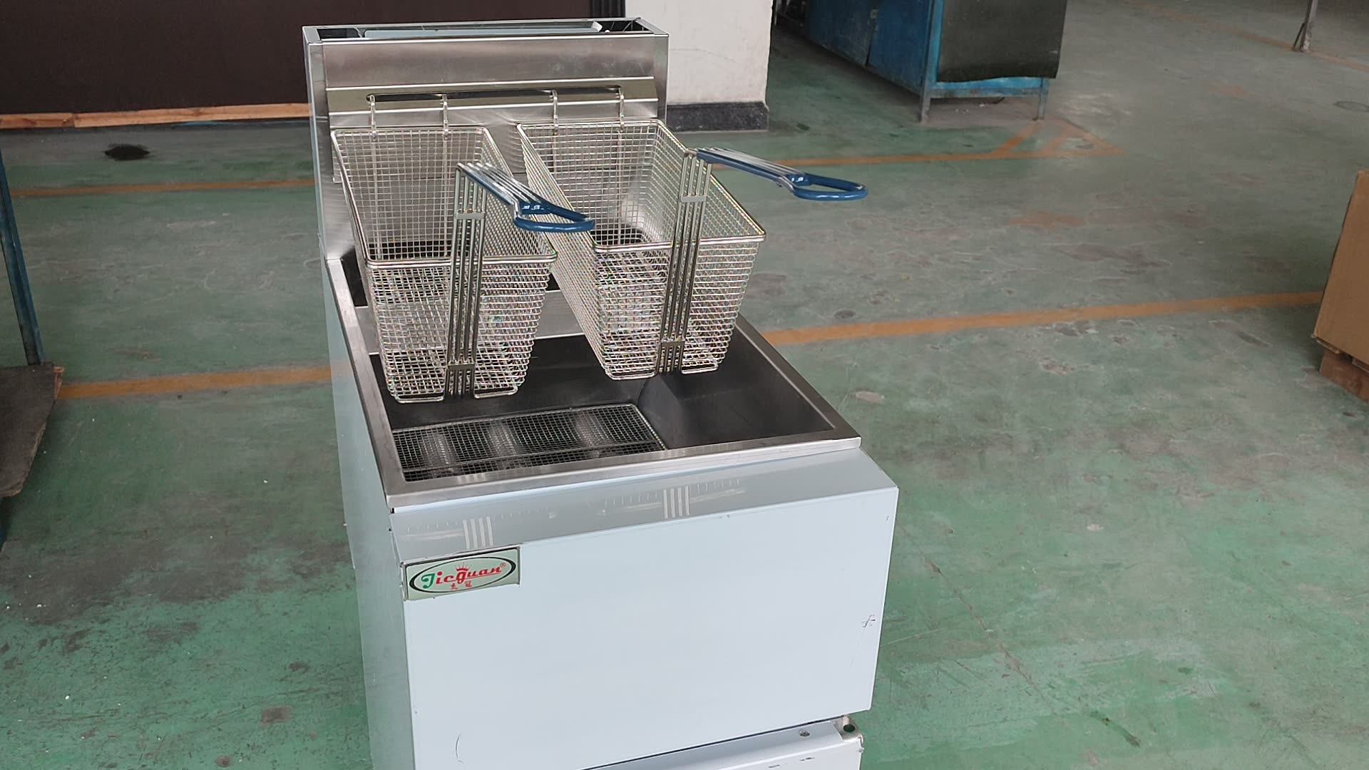 High Quality 35 Liters Stainless Steel One Tank 2 Basket Gas Deep Fryer