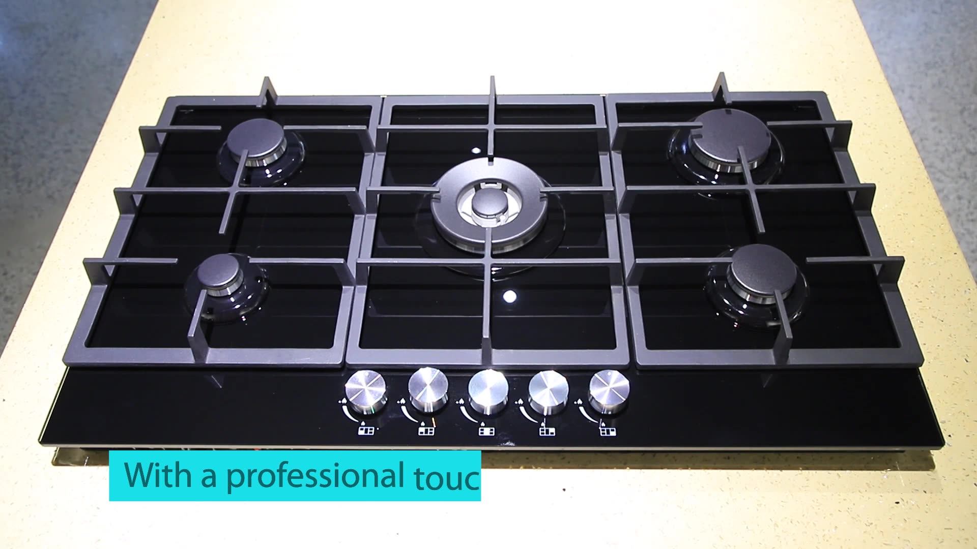 Foshanhina Oem Cast Iron Gas Cooker Hot Plates Knob Black Iron Cap Tempered Glass Baking Oven