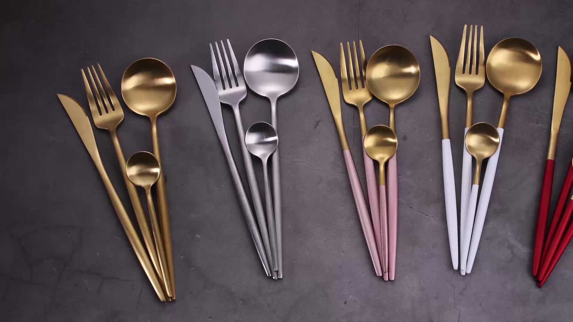Wholesale Restaurant Stainless Steel Dinnerware Sets Cutipol Pink Gold