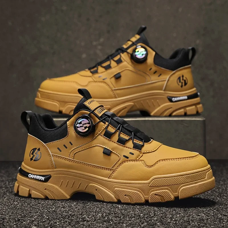Men's Shoes 2025 Spring New Low-top Slip-on Swivel Button Sports Casual Trendy Shoes Outdoor Waterproof Tooling Shoes