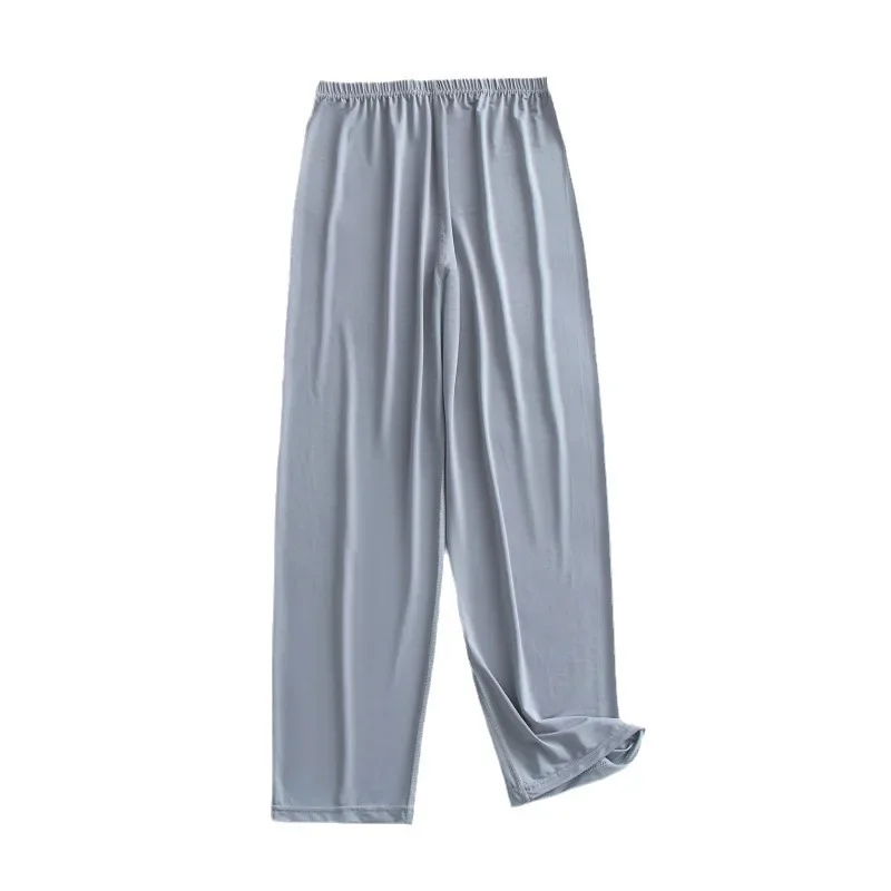 Cooling Sleep Pants [Liquid Ice Silk] Thin Men's Sheen Silk Smooth High Elastic 9-Inch Long Pants Home Pants Cooling Sensation