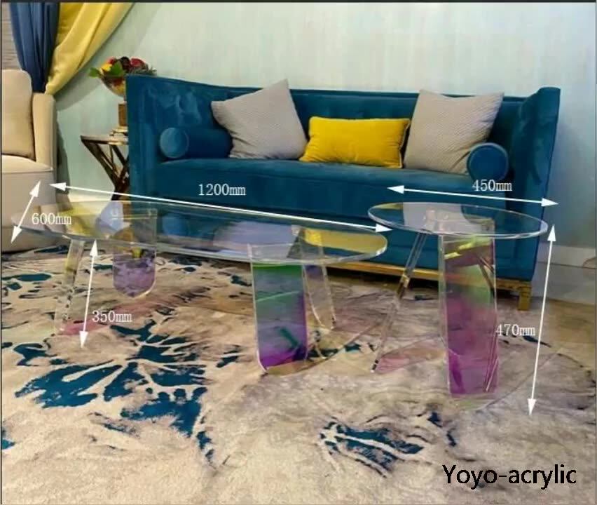 Rainbow Plexiglass Iridescent Coffee Table Vase Fashion Colorful Round