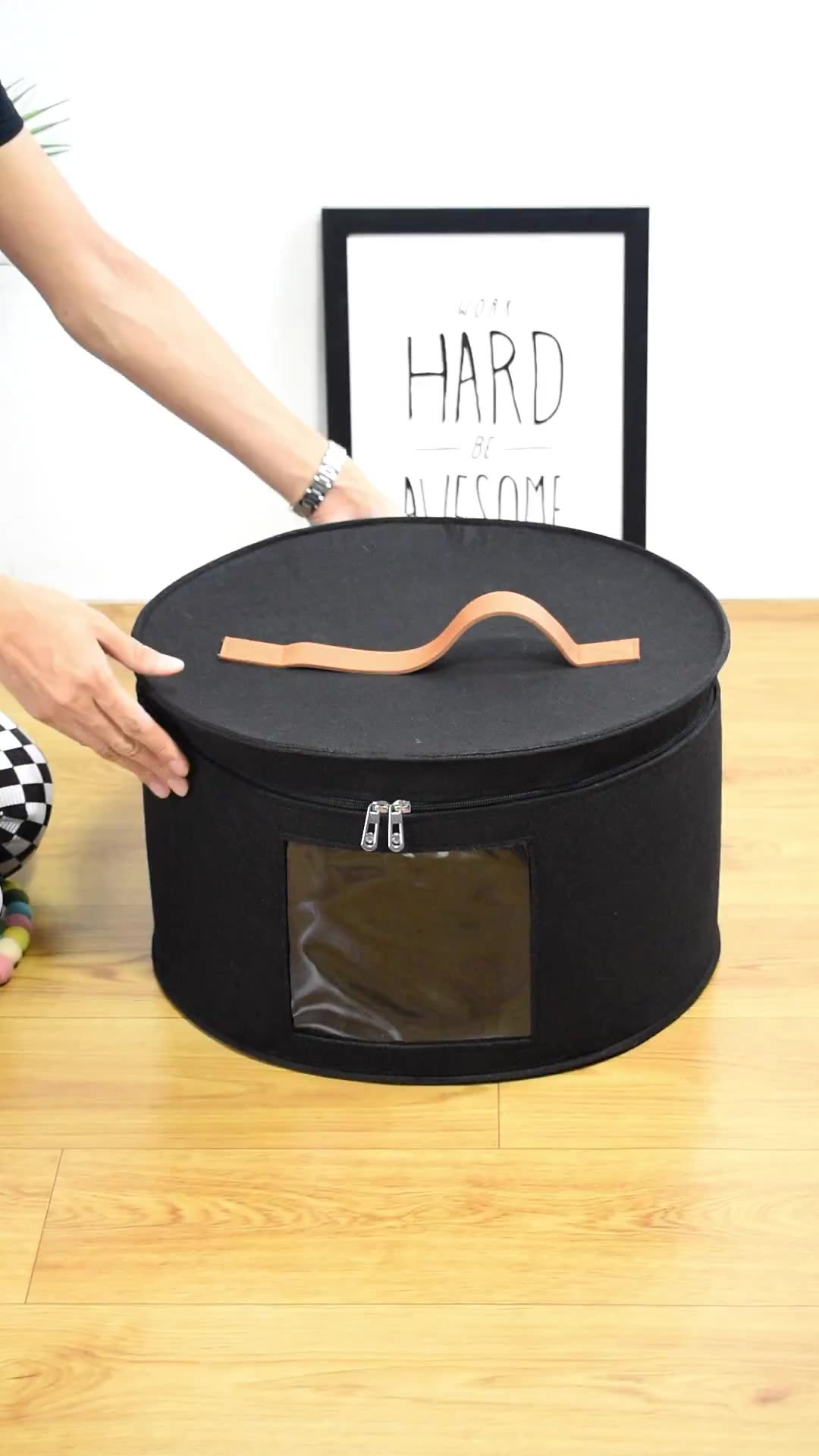 Foldable Felt Hat Storage Bag With Dustproof Lid Large Hat Storage Box