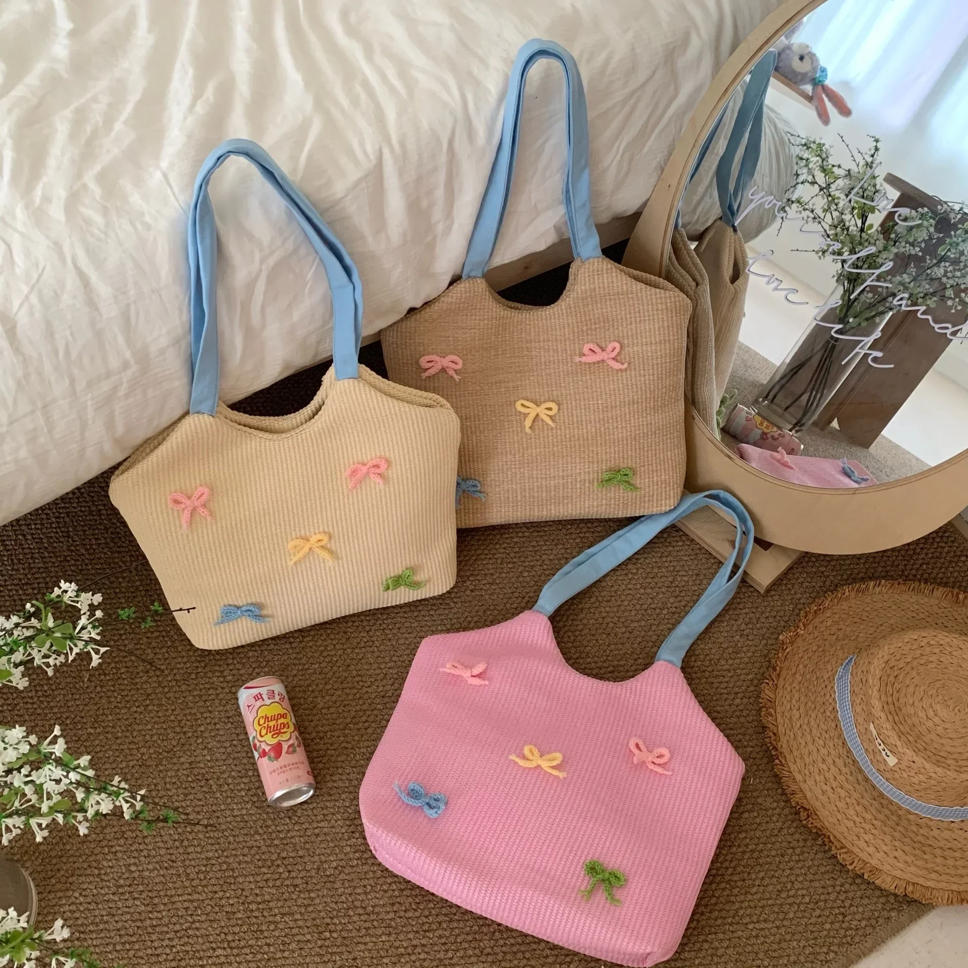 Summer New Niche Design Beach Woven Bag Fashion Shopping Bow Accessories Shoulder Bag Commuter Women