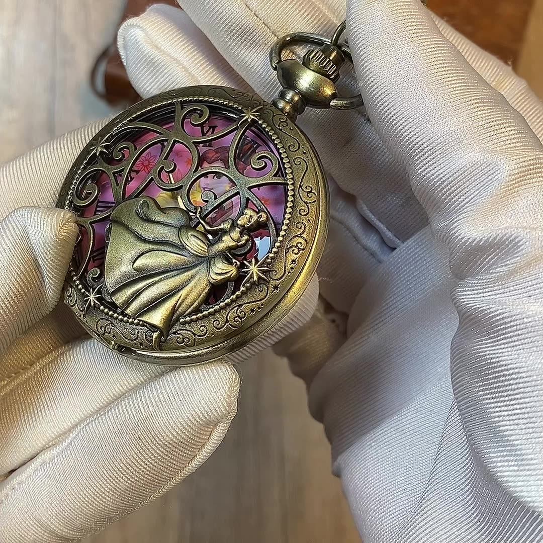 Vintage Antique Pocket Watch Necklace For Girls Ladies Skeleton