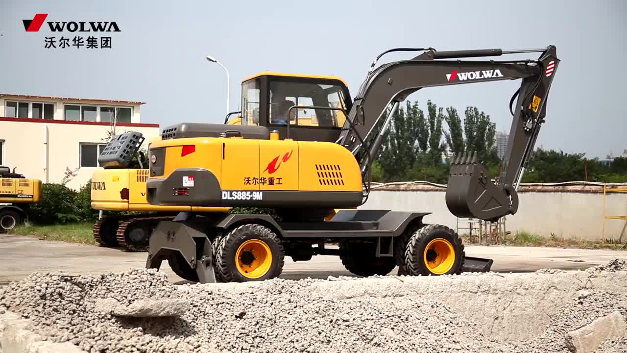 Small Tire Excavator 8 Ton On Wheels With 0.3cbm With Optional Hammer