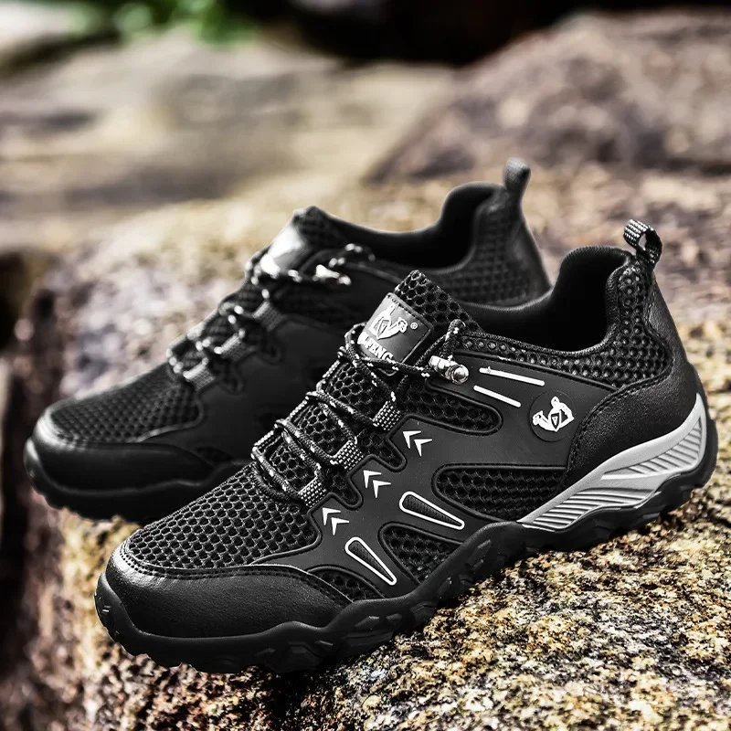 Летние низкие дышащие спортивные трекинговые кроссовки для отдыха и походов, большой размер